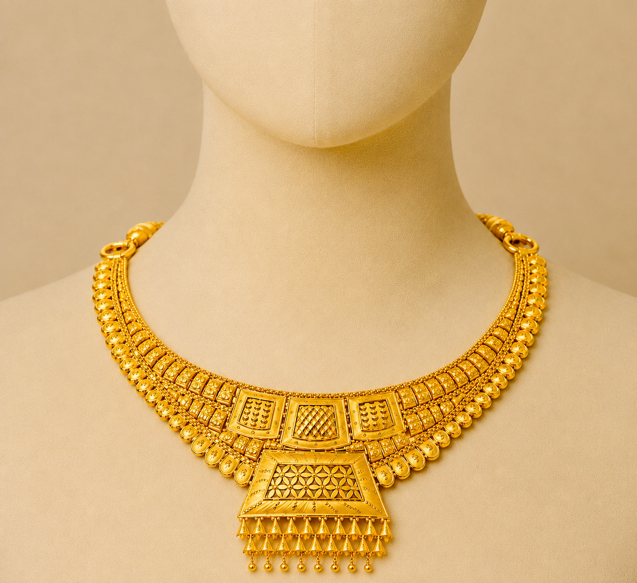 Temple Lakshmi Haram Necklace Set